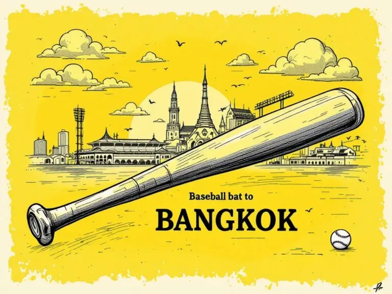 Bangkok's skyline with a giant baseball bat.