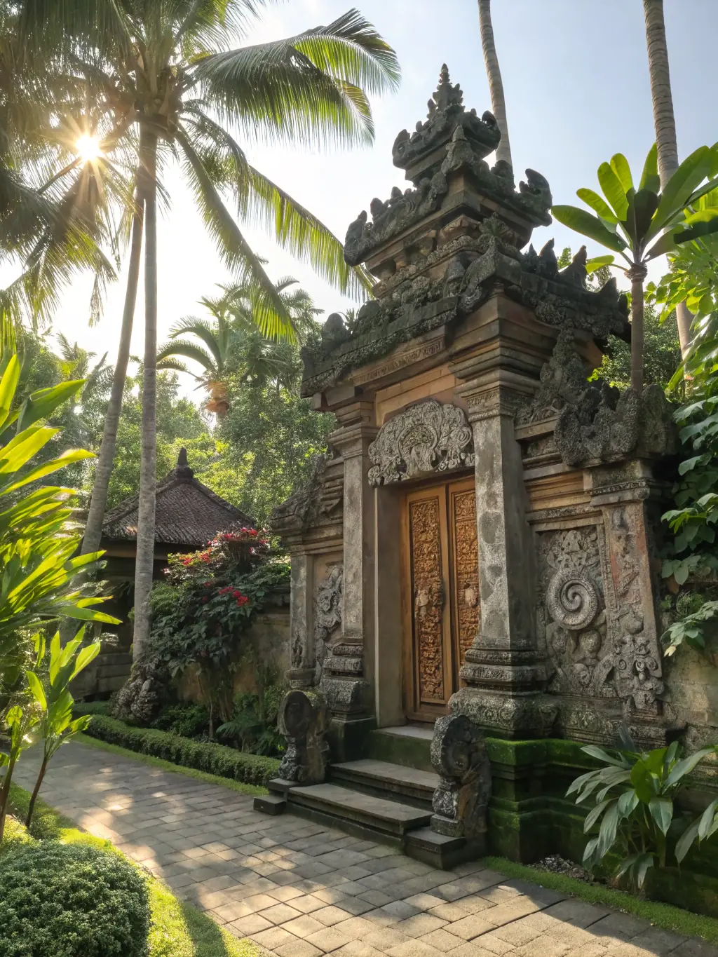 A captivating image of a Balinese temple, highlighting its intricate details and spiritual atmosphere, ideal for senior travelers seeking cultural immersion.
